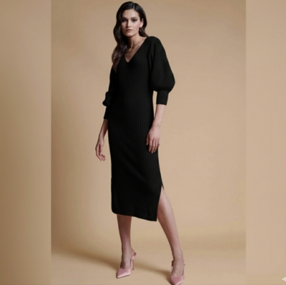 Rachel Parcell Dresses & Skirts - Rachel Parcell Bubble Sleeve Ribbed Knit Sweater Dress